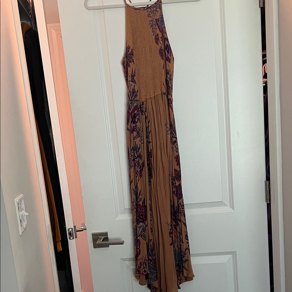 Free People Tan and Purple Midi Dress